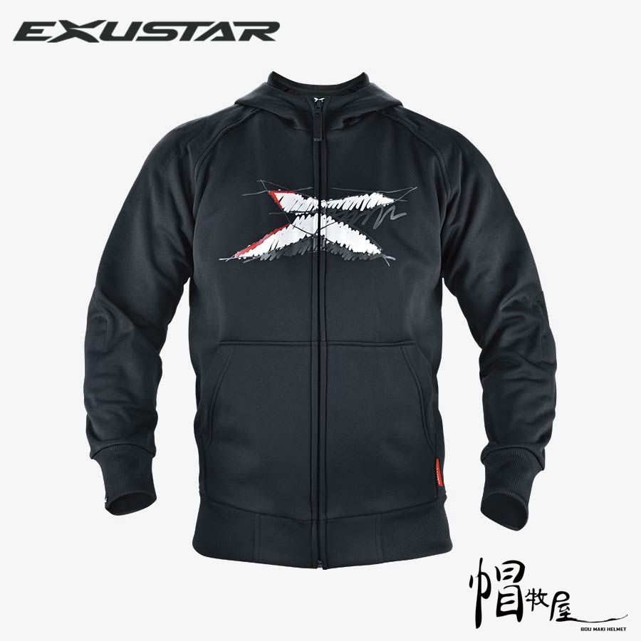 【帽牧屋】EXUSTAR E-MJ507 休閒連帽防摔外套 四件可拆護具 內裡刷毛 黑