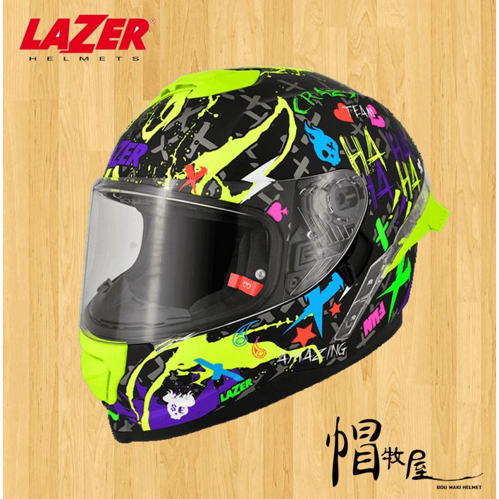 【帽牧屋】新款 比利時 LAZER Rafale SR CRAZY 全罩安全帽 透氣 贈大鴨尾 亞版 消光黑/螢光