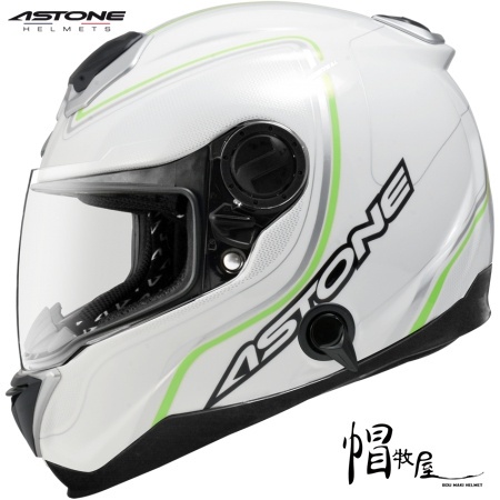 【帽牧屋】ASTONE GT1000F AC2 全罩式安全帽 碳纖維 內墨片 輕量 內襯全可拆 雙D扣 白/綠