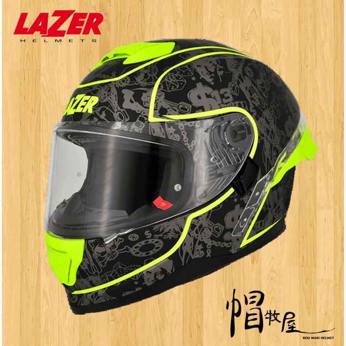 【帽牧屋】比利時 LAZER Rafale SR $13 Original 全罩安全帽 透氣 贈大鴨尾 消光黑/螢光