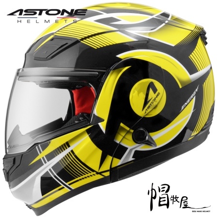 【帽牧屋】法國 ASTONE RT1100 GG20 可掀式安全帽 全罩 通風 透氣 可樂帽 內墨片 雙D扣 黑/黃