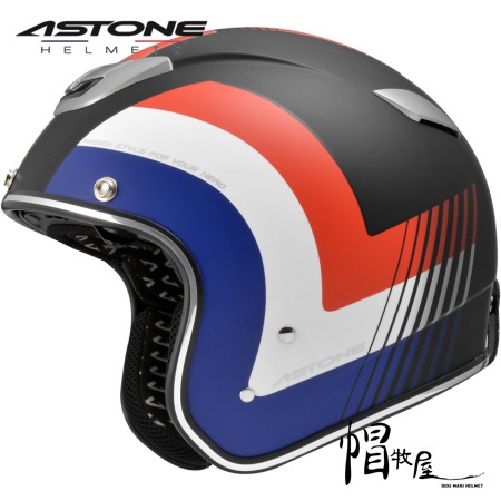 【帽牧屋】法國 ASTONE SPORSTER 381G K66 3/4罩 半罩 經典復古 安全帽 內襯全可拆 平光黑