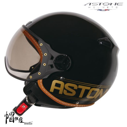 【帽牧屋】法國 ASTONE KSR-DD52 復古3/4安全帽 半罩 飛行員 黑/金