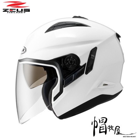 【帽牧屋】瑞獅 ZEUS ZS-613B 四分之三罩安全帽 半罩 3/4 內墨鏡 內襯全可拆 插扣 白