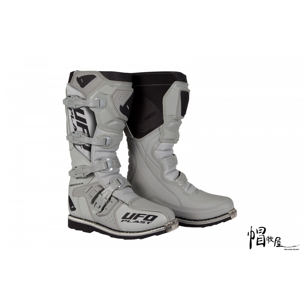 【帽牧屋】MOTOCROSS OBSIDIAN ADULT BOOTS  UFO 入門款越野車靴 滑胎【灰色】