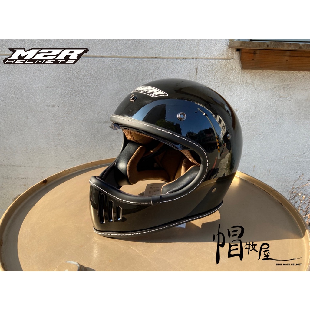 【帽牧屋】 M2R MX-2 SV 復古 山車帽 全罩安全帽 越野帽 內藏墨片 內襯全可拆 輕量 亮黑