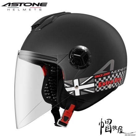 【帽牧屋】ASTONE CJ500 LL11 歐風機能帽款 3/4安全帽 半罩  內藏墨鏡【平光黑/黑銀】