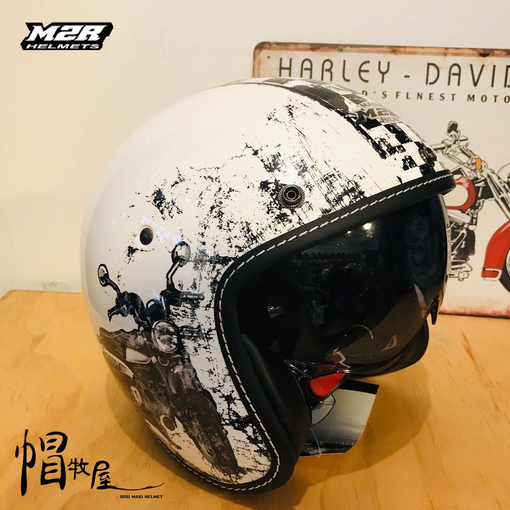 【帽牧屋】 M2R MO-2 #1 四分之三罩安全帽 內藏墨鏡 內襯全可拆洗 半罩 3/4 復古帽 珍珠白