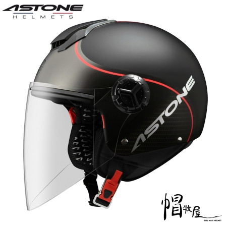 【帽牧屋】ASTONE CJ500 - LL10彩繪 歐風機能帽款 內藏式太陽眼鏡 3/4半罩式安全帽【平光黑/紅】