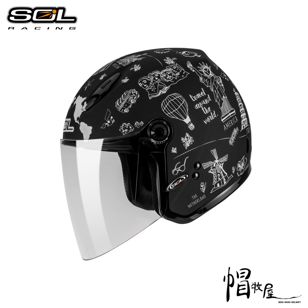 【帽牧屋】SOL SL-27Y 環遊世界 四分之三罩安全帽 小頭圍 輕量化 女生 3/4 半罩 消光黑/白