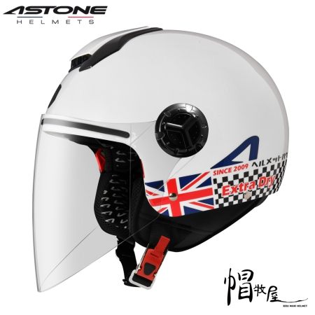 【帽牧屋】ASTONE CJ500 LL11 歐風機能帽款 3/4安全帽 半罩  內藏墨鏡【白/紅藍】