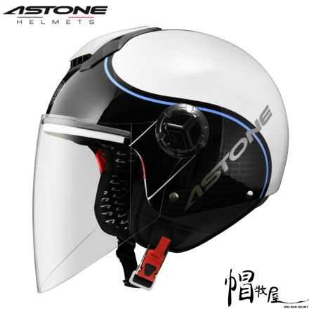 【帽牧屋】ASTONE CJ500 - LL10彩繪 歐風機能帽款 內藏式太陽眼鏡 3/4半罩式安全帽【白/藍】