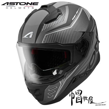 【帽牧屋】法國 ASTONE MX800B BF7全罩安全帽 內墨片 內襯全可拆 預留耳機槽 眼鏡溝 平光黑 銀