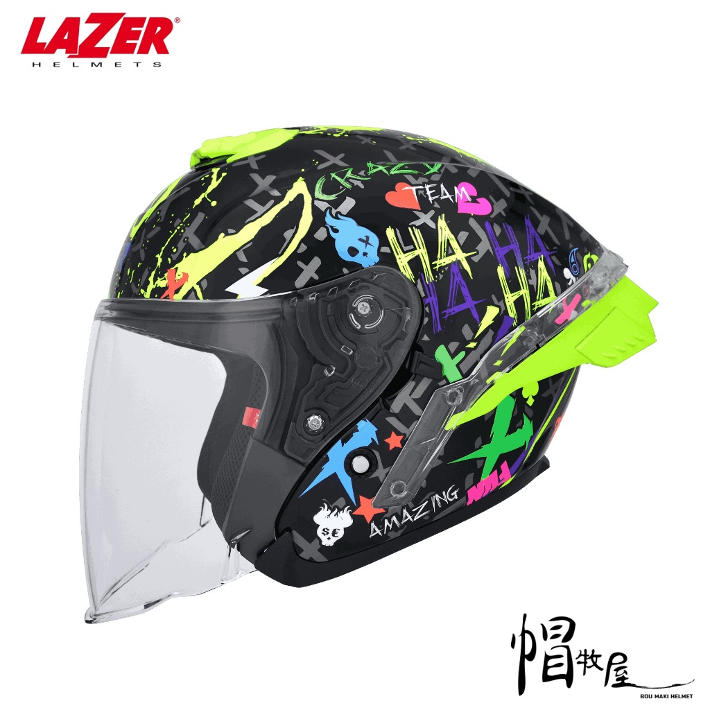 【帽牧屋】LAZER Tango SR CRAZY 半罩 安全帽 3/4罩 大鴨尾 內墨片 藍芽耳機槽 亮黑