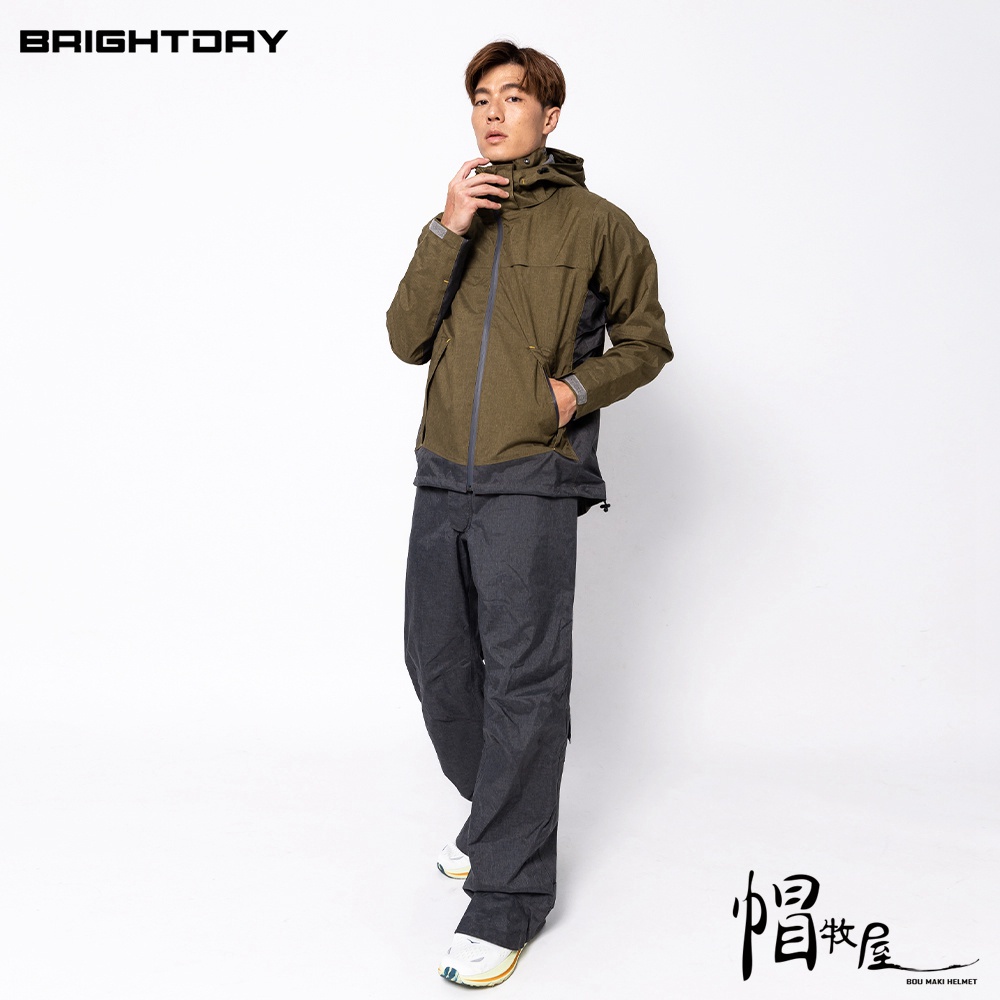 【帽牧屋】BRIGHTDAY Aero9-Pro專利透氣兩件式風雨衣(A9+) 網布內裡 3層門襟防水設計 橄欖綠